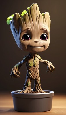 Smiling groot figurine in pot