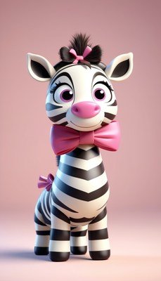 Cute zebra with pink bow