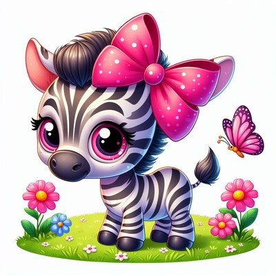 Cute zebra with bow