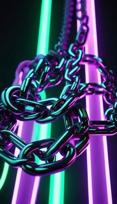 Metal chain and neon lights