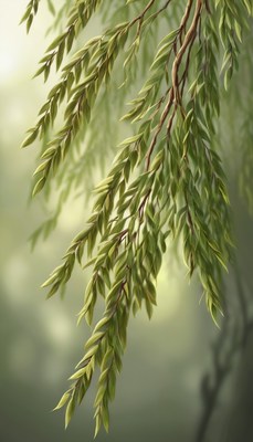 Willow branch in sunlight