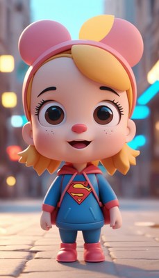 Smiling girl in superman outfit