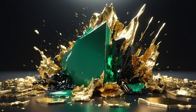 Green and gold paint splash