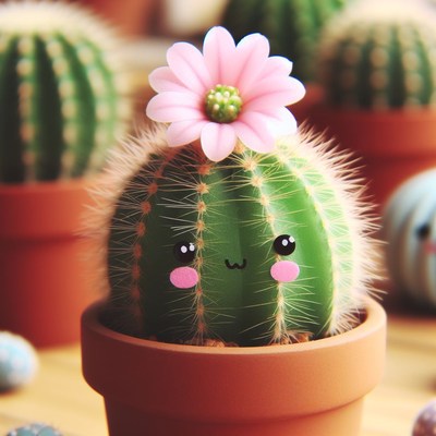Smiling cactus with flower