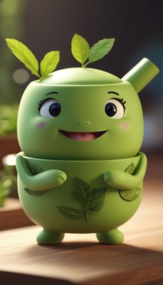 Green teapot character