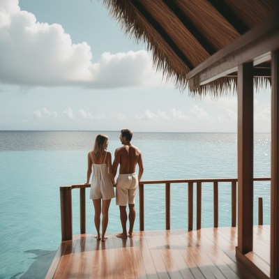 Couple on a tropical deck
