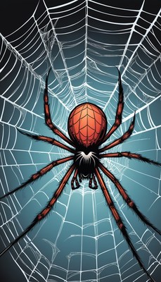 Red spider web illustration