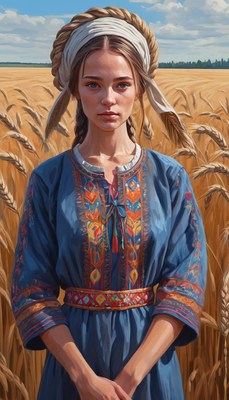 Woman in wheat field