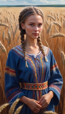 Woman in wheat field