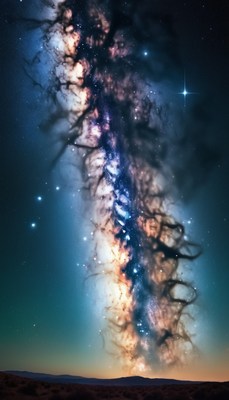 Milky way over desert landscape