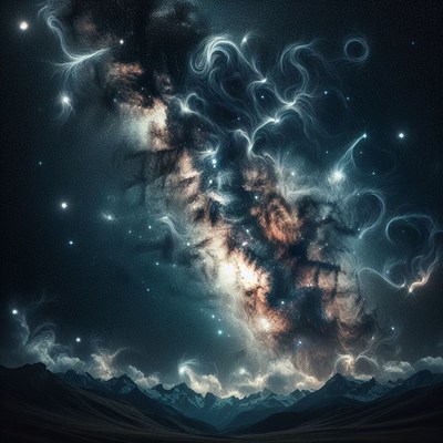 Night sky over mountains