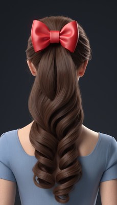Woman with red bow in hair