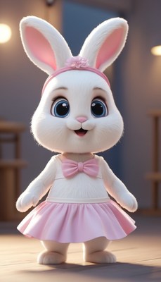 Cute bunny in pink dress