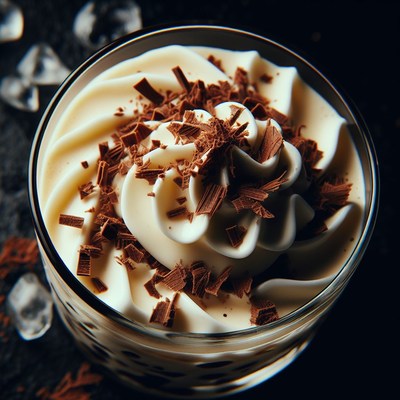 Whipped cream dessert with chocolate shavings