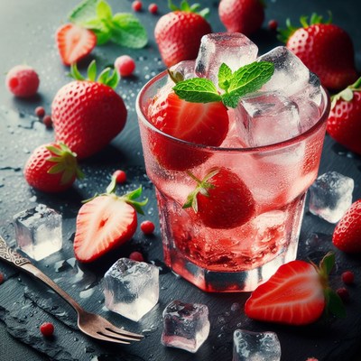 Strawberry drink with ice