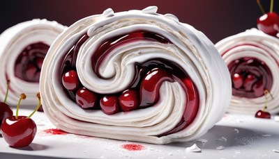 Cherry meringue roll dessert