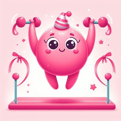 Pink character lifting weights