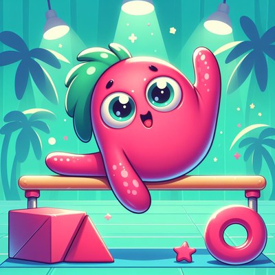 Pink creature gymnastic routine