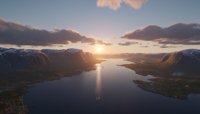 Sunset over norwegian mountains