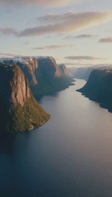Aerial view of fjord in norway