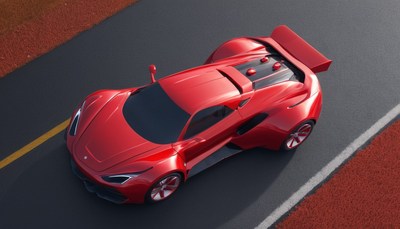 Red sports car on track