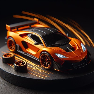 Orange sports car on display