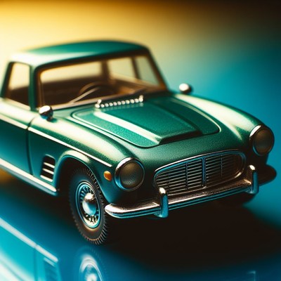 Green classic car close-up