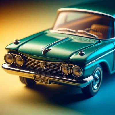 Green classic car close-up