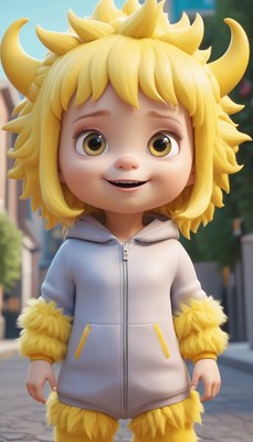 Animated girl in grey hoodie