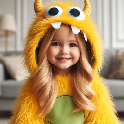Girl in monster costume smiling