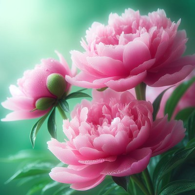 Pink peonies in bloom