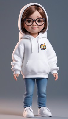 3d render of girl in white hoodie