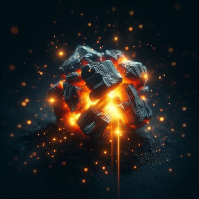 Glowing charcoal sphere