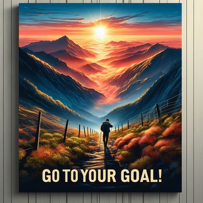 Mountain hiker at sunrise