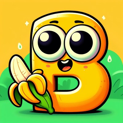 Cartoon letter b holding banana