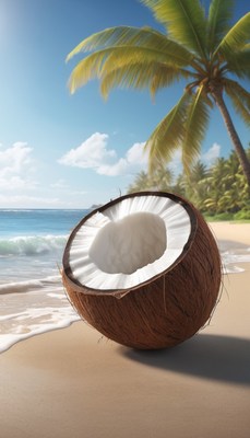 Coconut on tropical beach