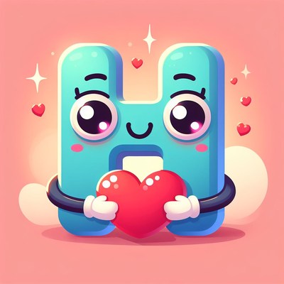 Cute letter h holding heart