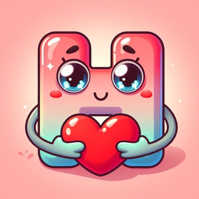 Cute cartoon letter h holding heart