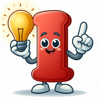 Red letter i with lightbulb idea