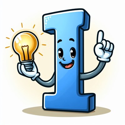 Blue number one holding lightbulb