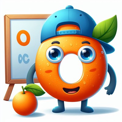 Orange letter o cartoon illustration