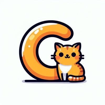 Orange cat forming letter c