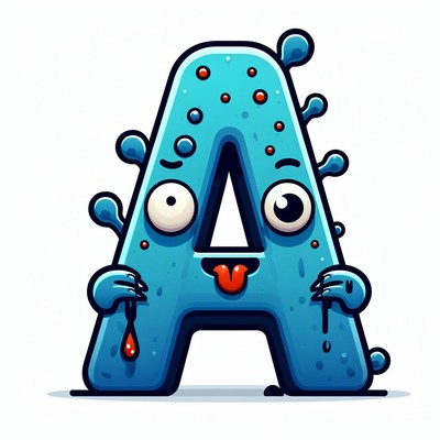 Blue monster letter a illustration