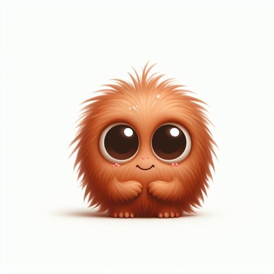 Cute fuzzy creature with big eyes