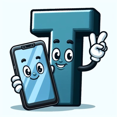 Letter t and phone selfie