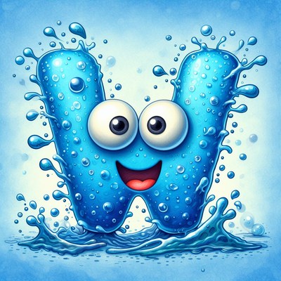Water letter w splash