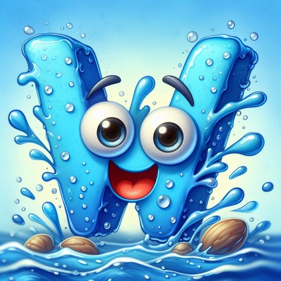 Blue water letter w splashing