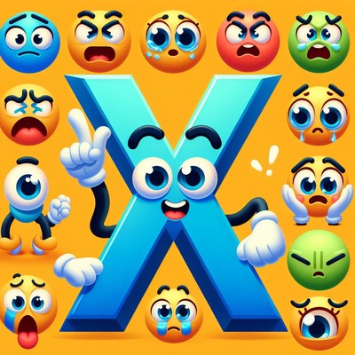 Blue letter x emoji illustration