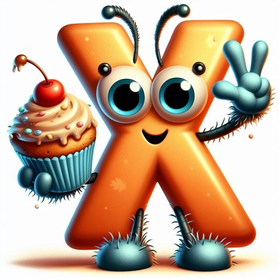 Happy letter x with cupcake