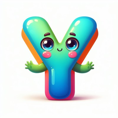 Colorful letter y cartoon character